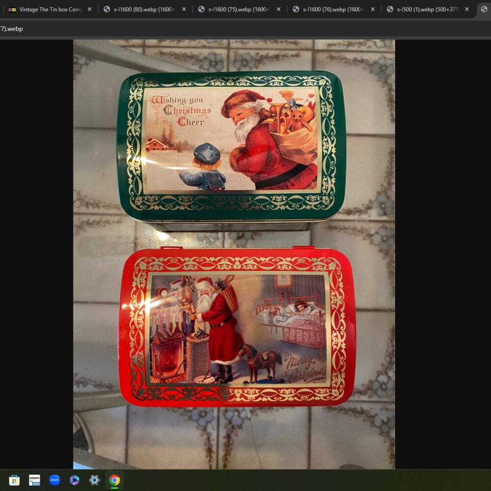 Vintage The Tin box Company of America Inc Christmas Santa Claus Lot of 2 rare